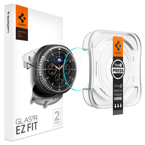 Spigen Galaxy Watch 8 Classic (46mm) Screen Protector – GLAS.tR EZ Fit (2 Pack)
